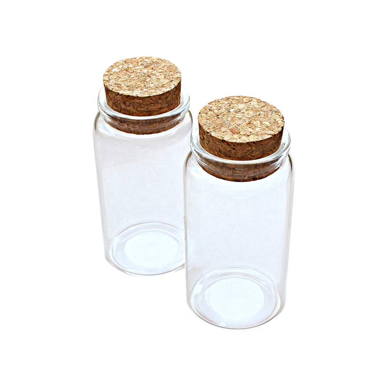 ELYSAID 2pcs Empty Clear Glass Bottles Vials With Cork Stopper Storage Jars 47mm Bottle Diameter (47x90x33mm 100ml) - Image 1